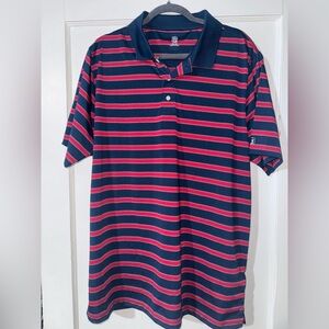 PGA Tour Striped Polo in Navy and Red
